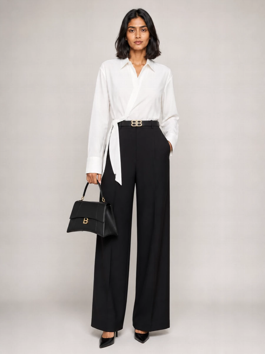 Balenciaga Silk Asymmetric Wrap Shirt