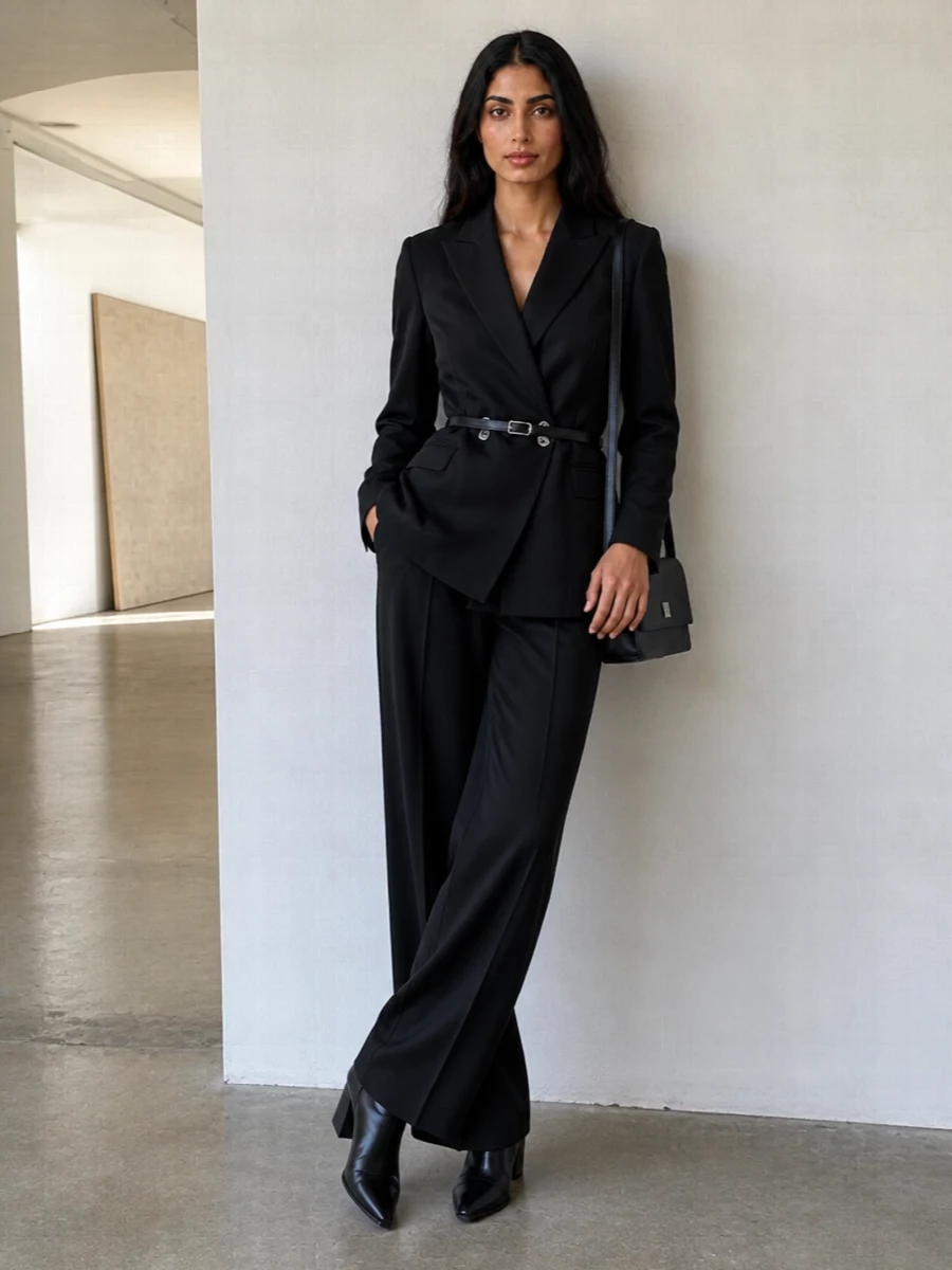 Max mara black wide leg trousers long blazer