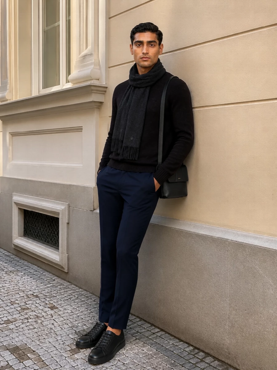 Drumohr sweater brunello cucinelli trousers outfit