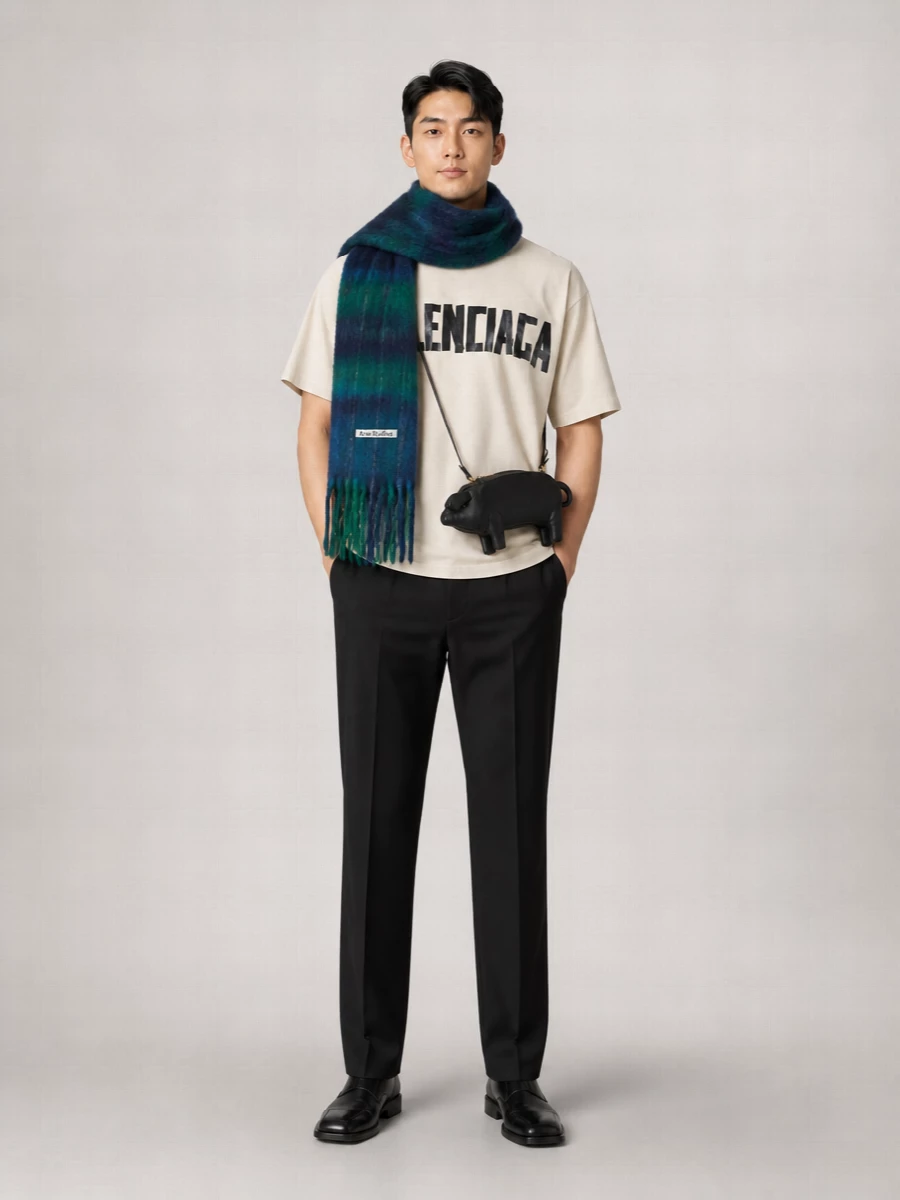 Balenciaga Cotton Medium Fit Logo Print T-Shirt