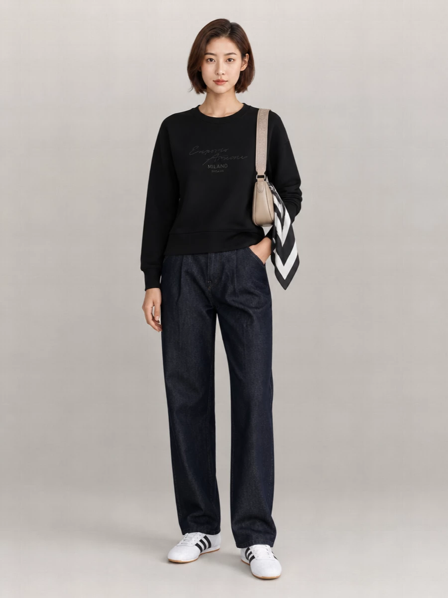 Emporio Armani Ribbed Crewneck Sweatshirt