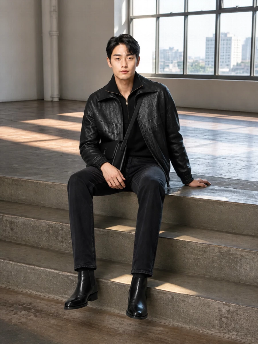 Saint laurent black bomber jeans chelsea boots