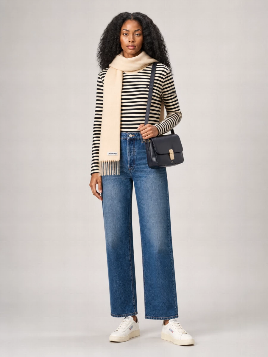 Ami Paris Striped Long-Sleeve Cotton T-Shirt