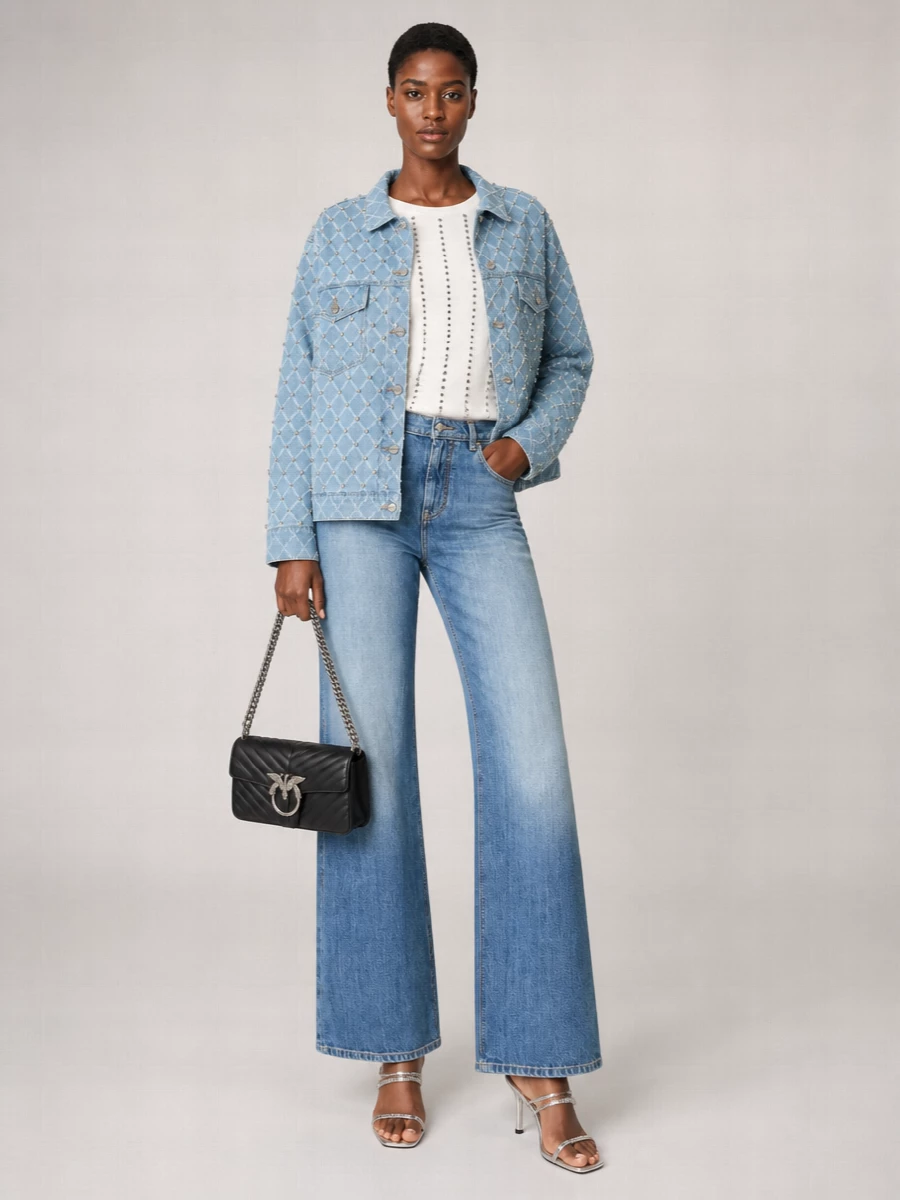 Pinko Crystal Embellished Denim Overshirt