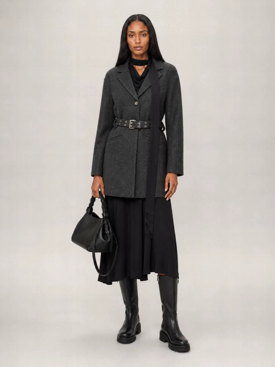 Ganni Cashmere Single Breasted Coat