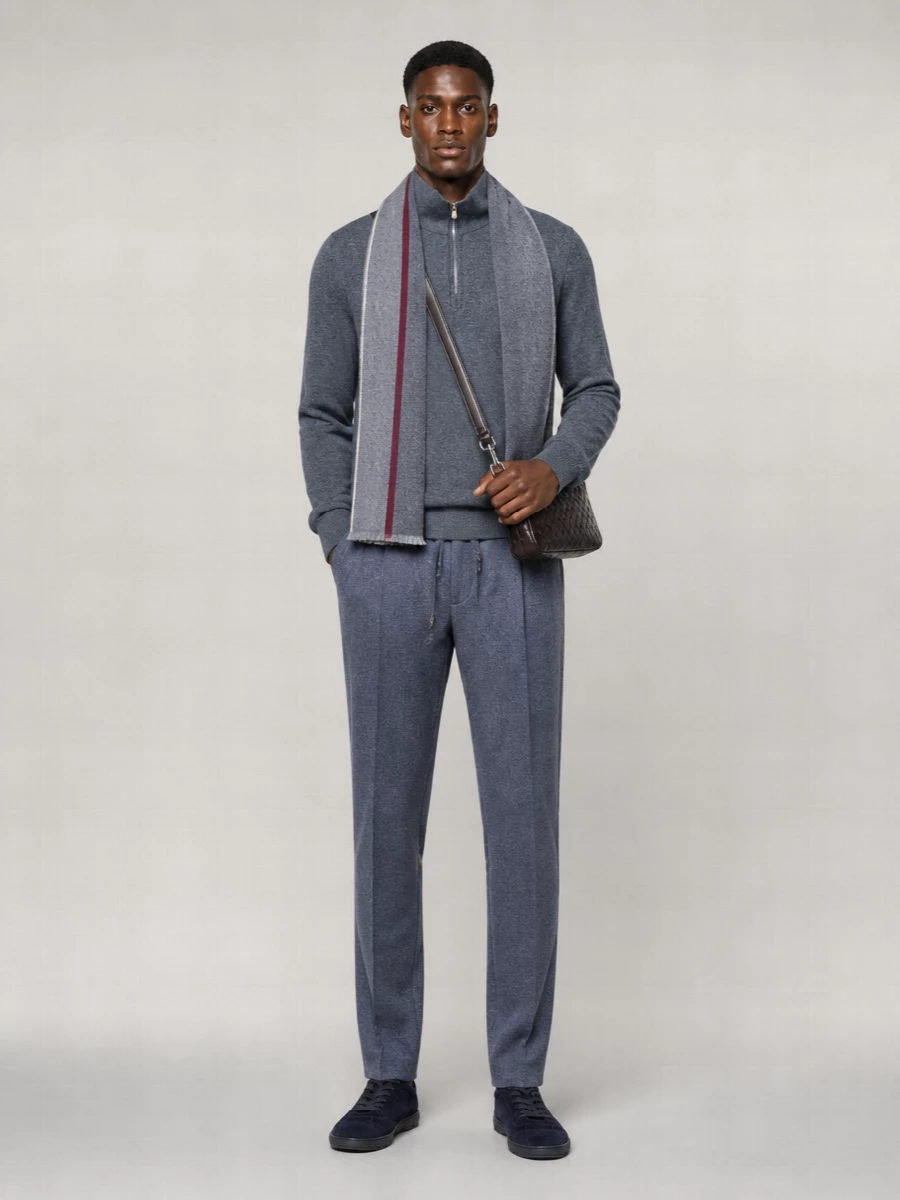 Brunello Cucinelli Cashmere Ribbed High Neck Half Zip Sweater