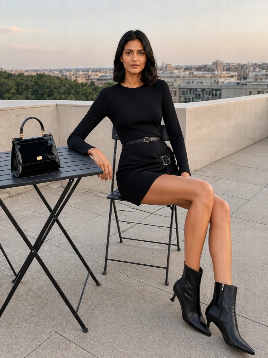 Dsquared2 black mini dress sculpted ankle boots
