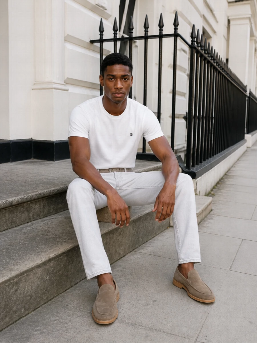 Dondup tee grey jeans tods loafers