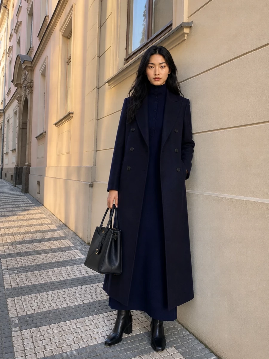 Dries van noten navy coat tom ford knit dress