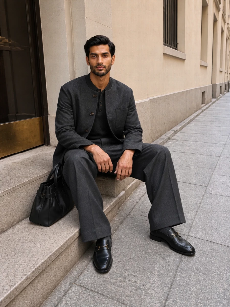 Valentino mens charcoal chore jacket outfit