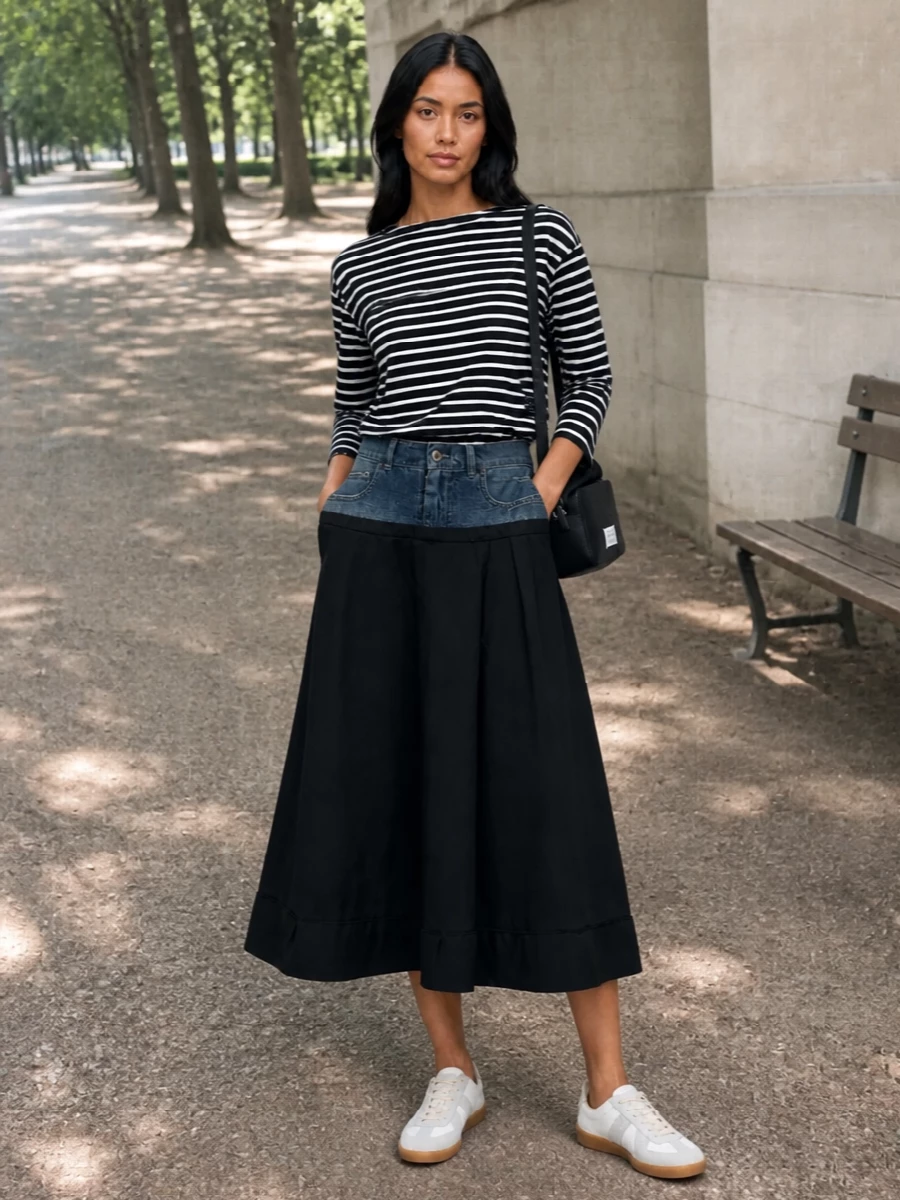 Maison margiela midi skirt undercover striped top
