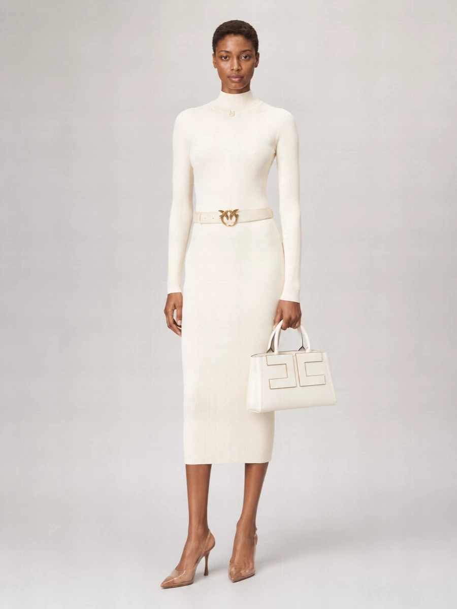 Elisabetta Franchi Ribbed Knit Midi Dress