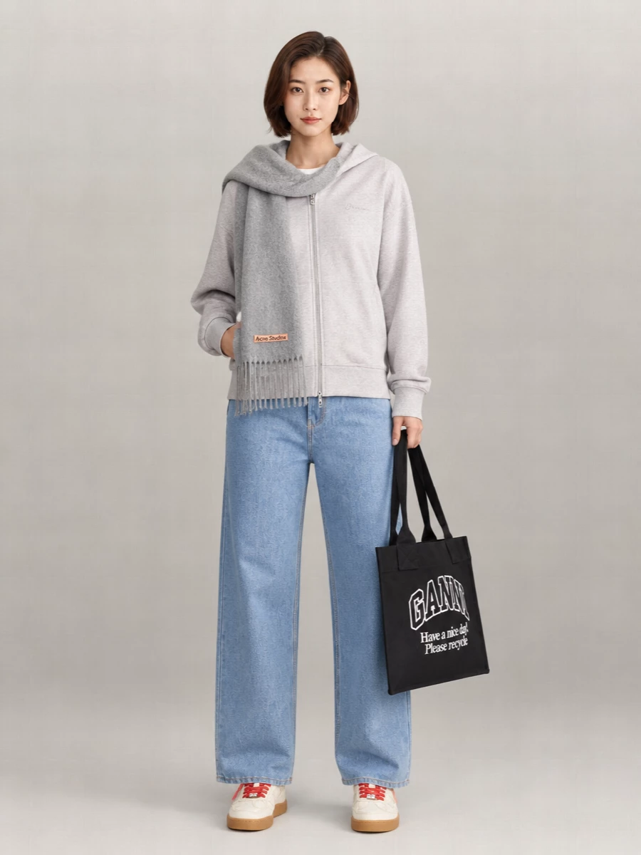 Ganni Organic Cotton Zip Hoodie