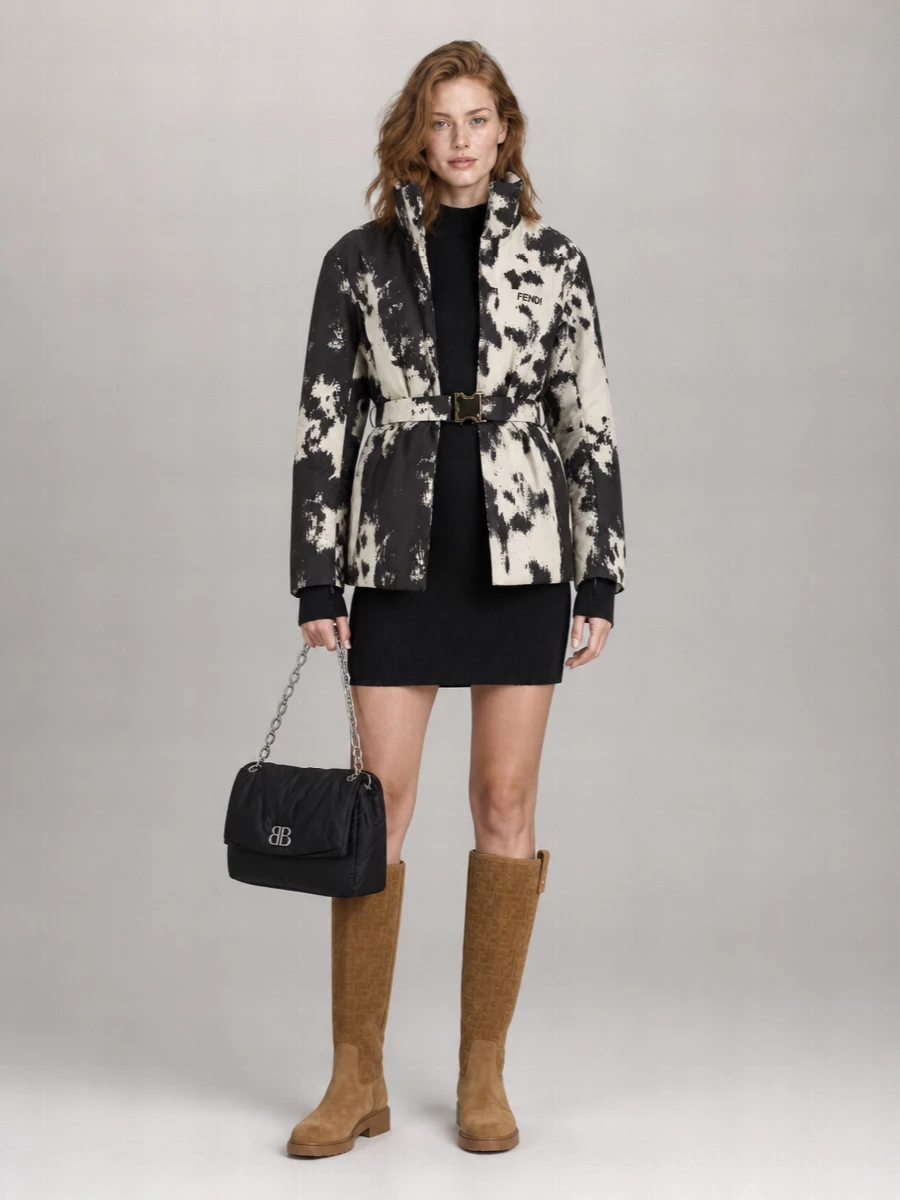 Fendi Belted Hooded Puffer Jacket