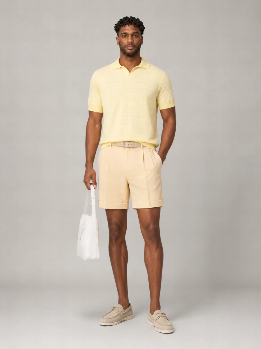 Auralee Striped Cotton Polo Shirt