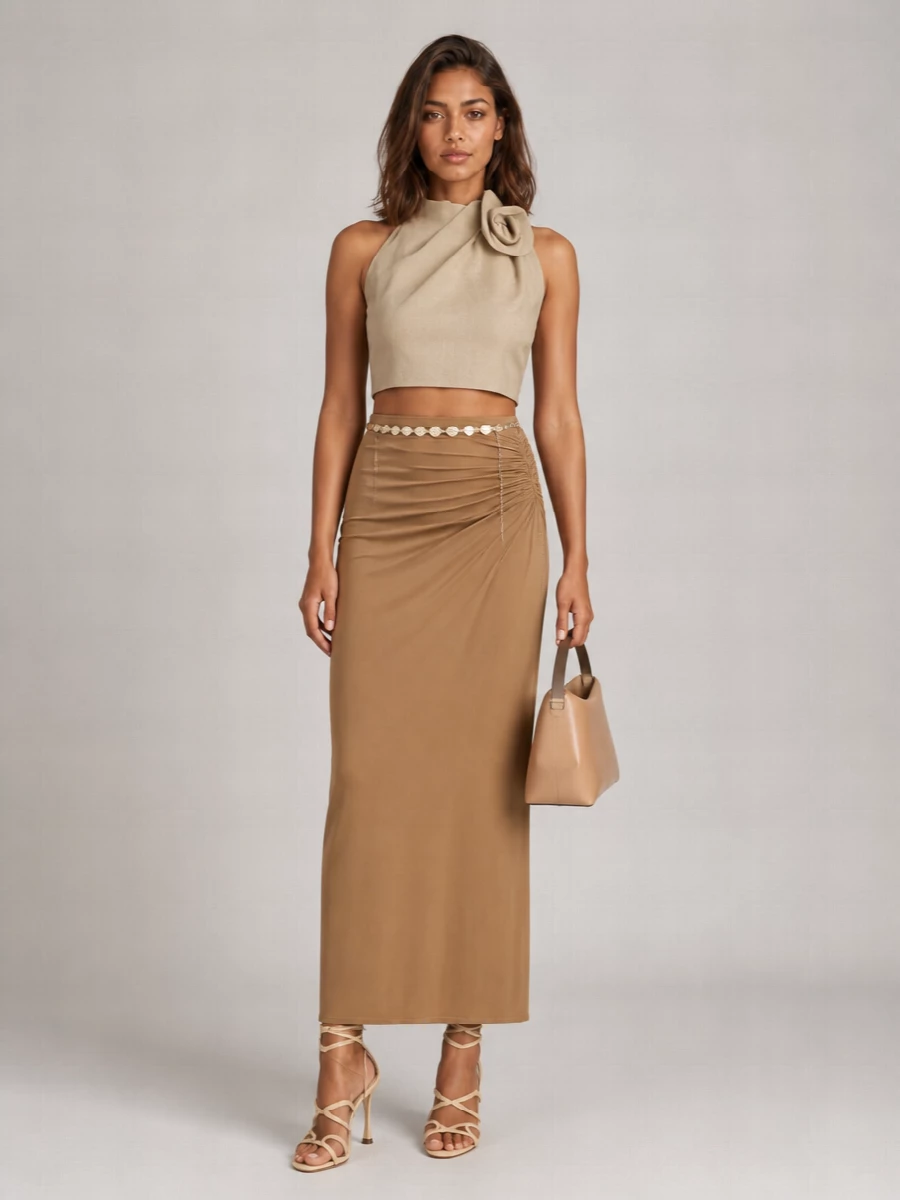 Magda Butrym Linen Pleated Mini Skirt