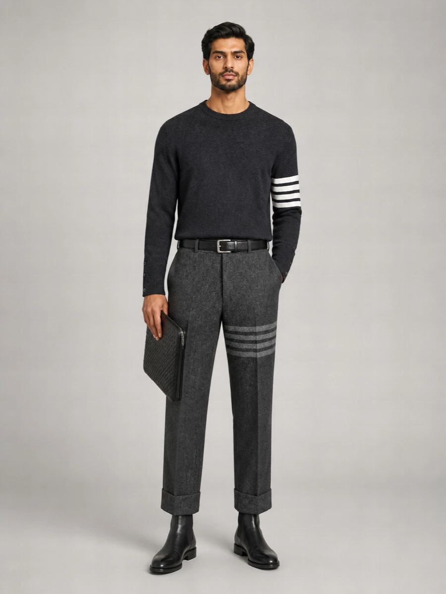 Thom Browne Cashmere Ribbed Crewneck Jumper