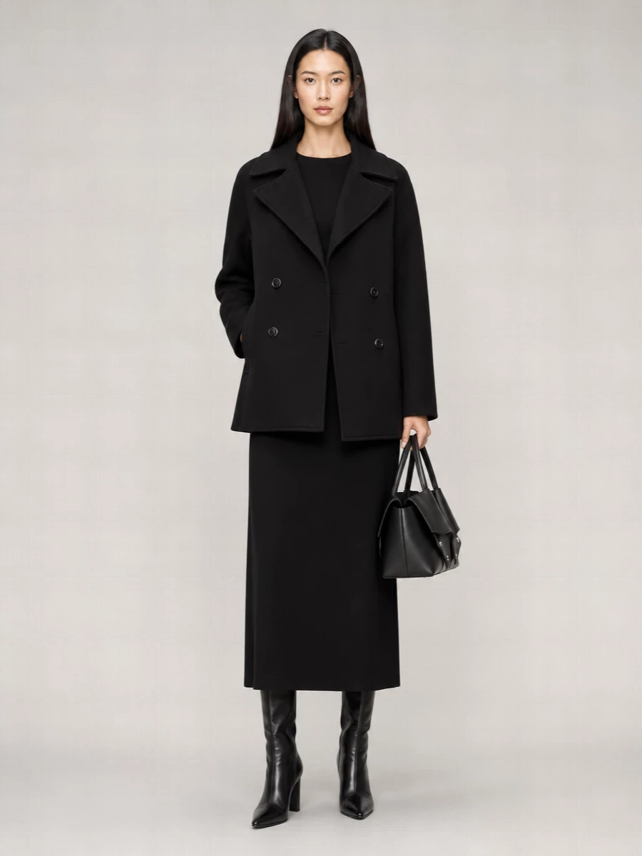 Totême Wool Cashmere Oversized Double-Breasted Peacoat