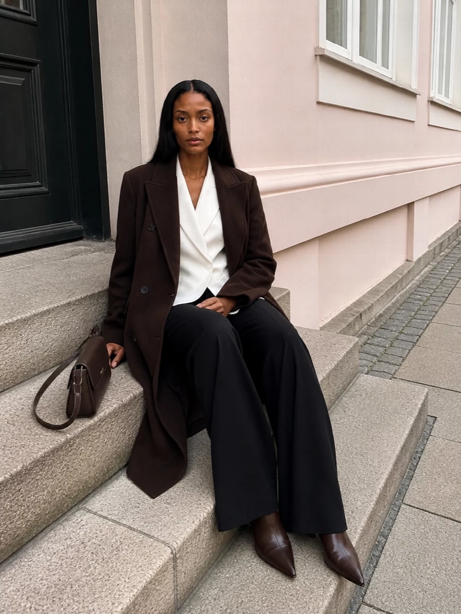 Frankie shop coat ivory blazer wide leg trouser