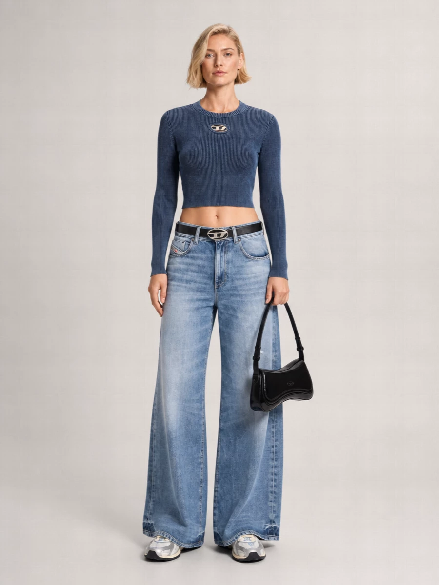 Diesel Denim High-Rise Wide-Leg Jeans