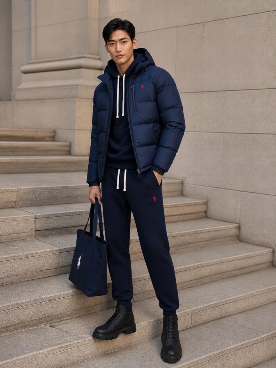 Polo ralph lauren puffer jogger moncler boot outfit