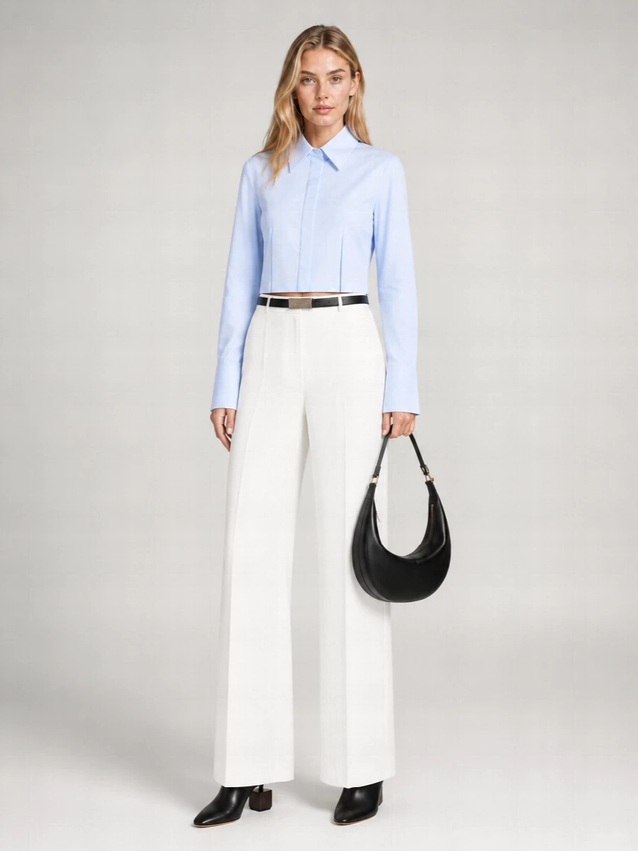 Sportmax Cotton Cropped Asymmetric Shirt