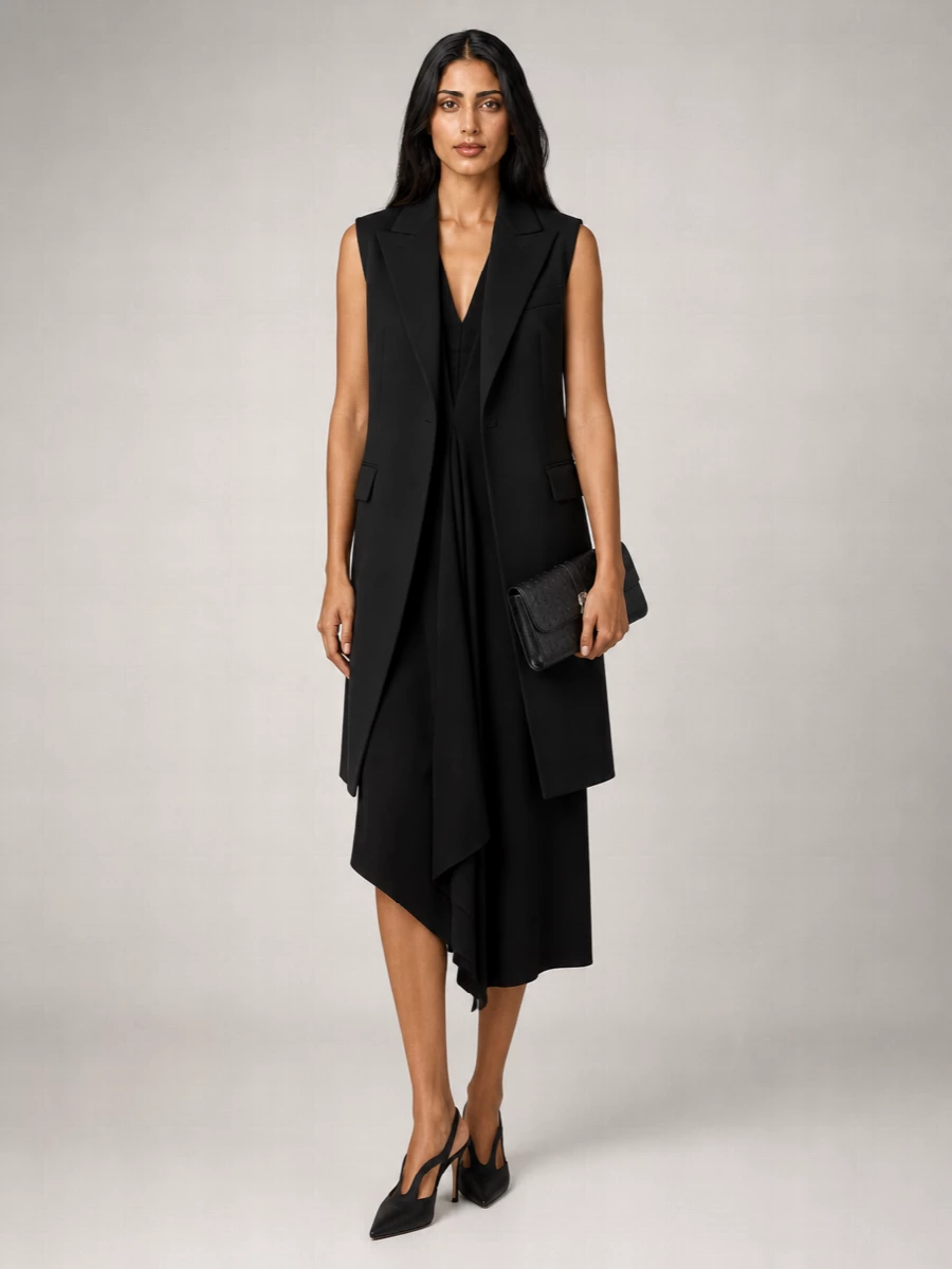 Sportmax Virgin Wool Double-Breasted Sleeveless Blazer