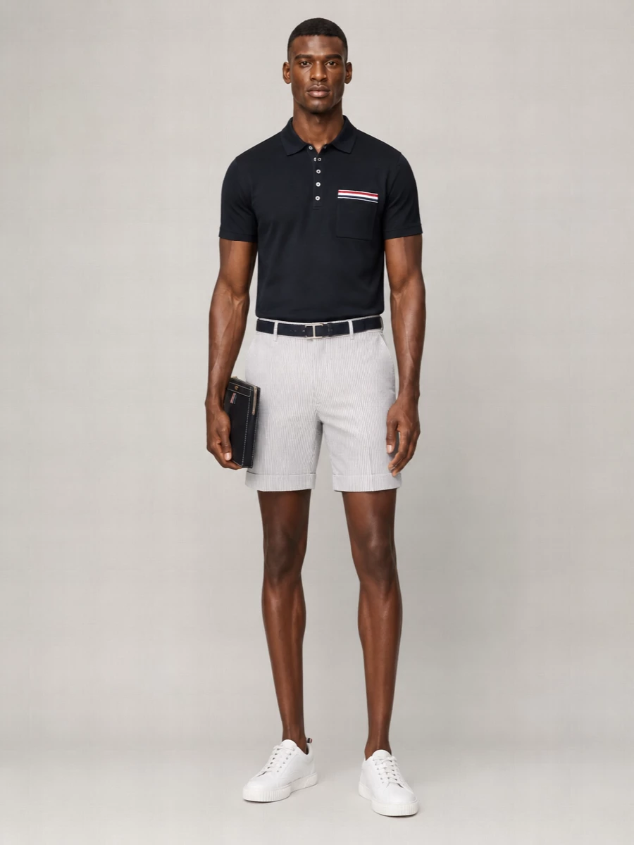 Thom Browne Textured Short-Sleeve Polo Shirt