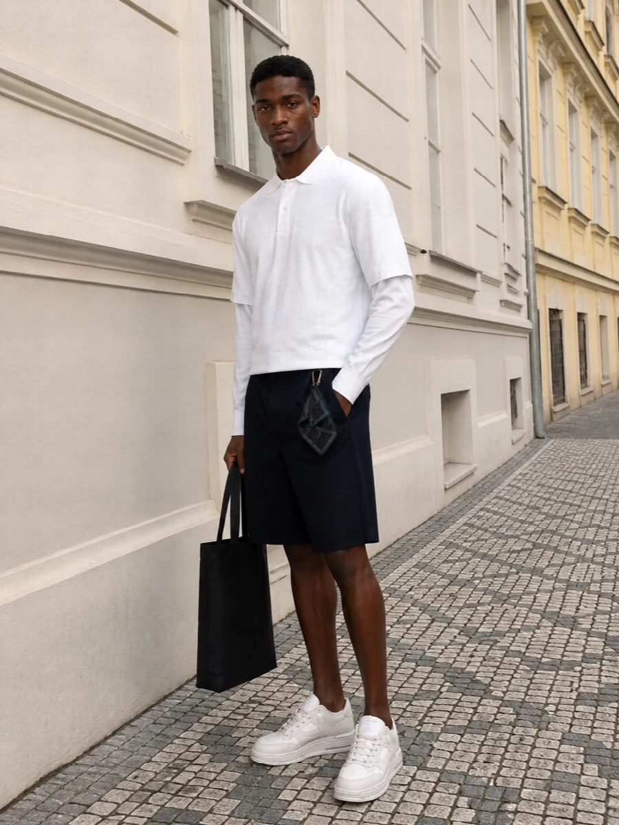 Darkpark polo tailored navy shorts sneakers