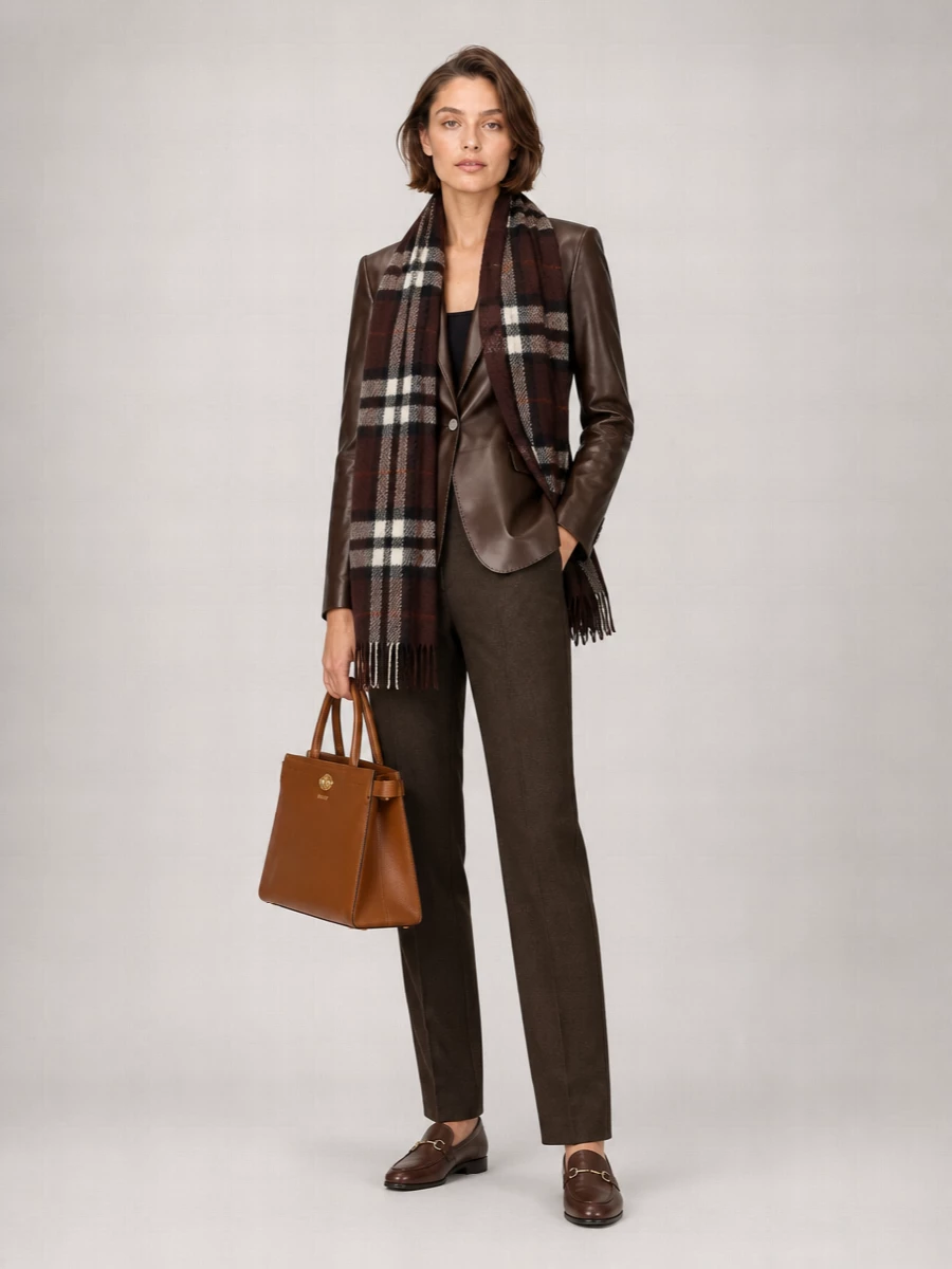 Burberry Oversized Cashmere Scarf Check Pattern