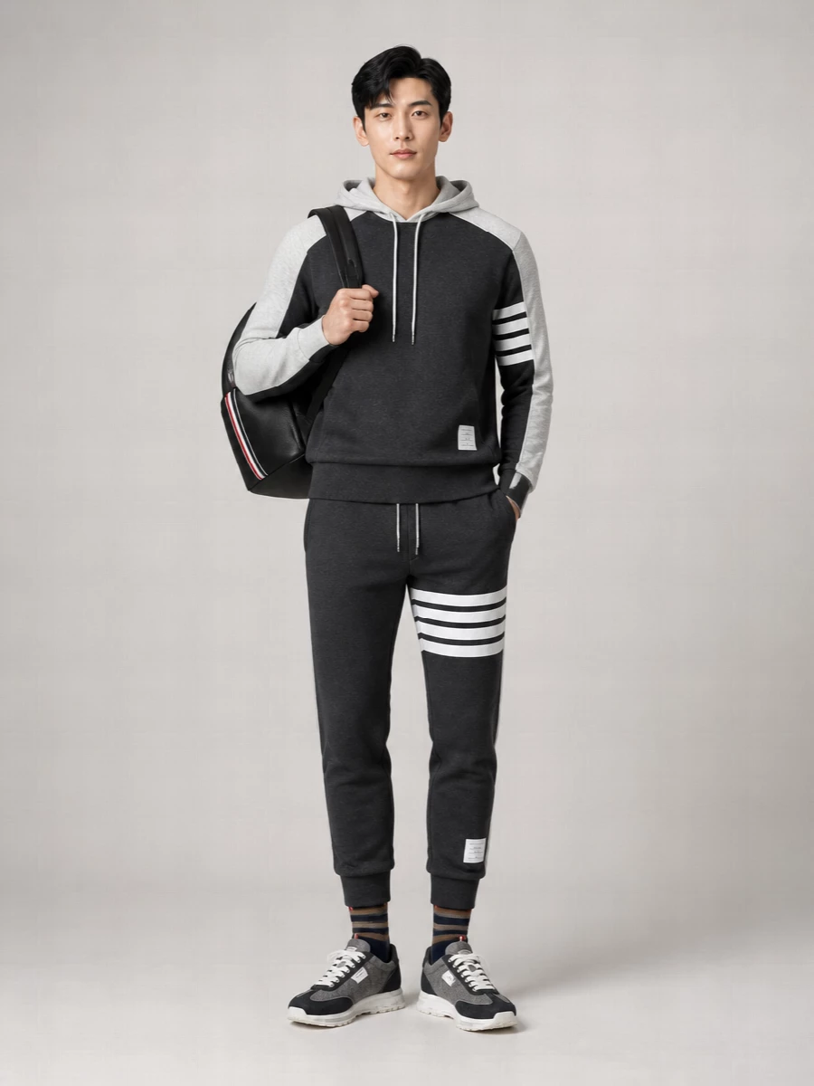 Thom Browne Cotton Colorblock Hooded Sweatshirt