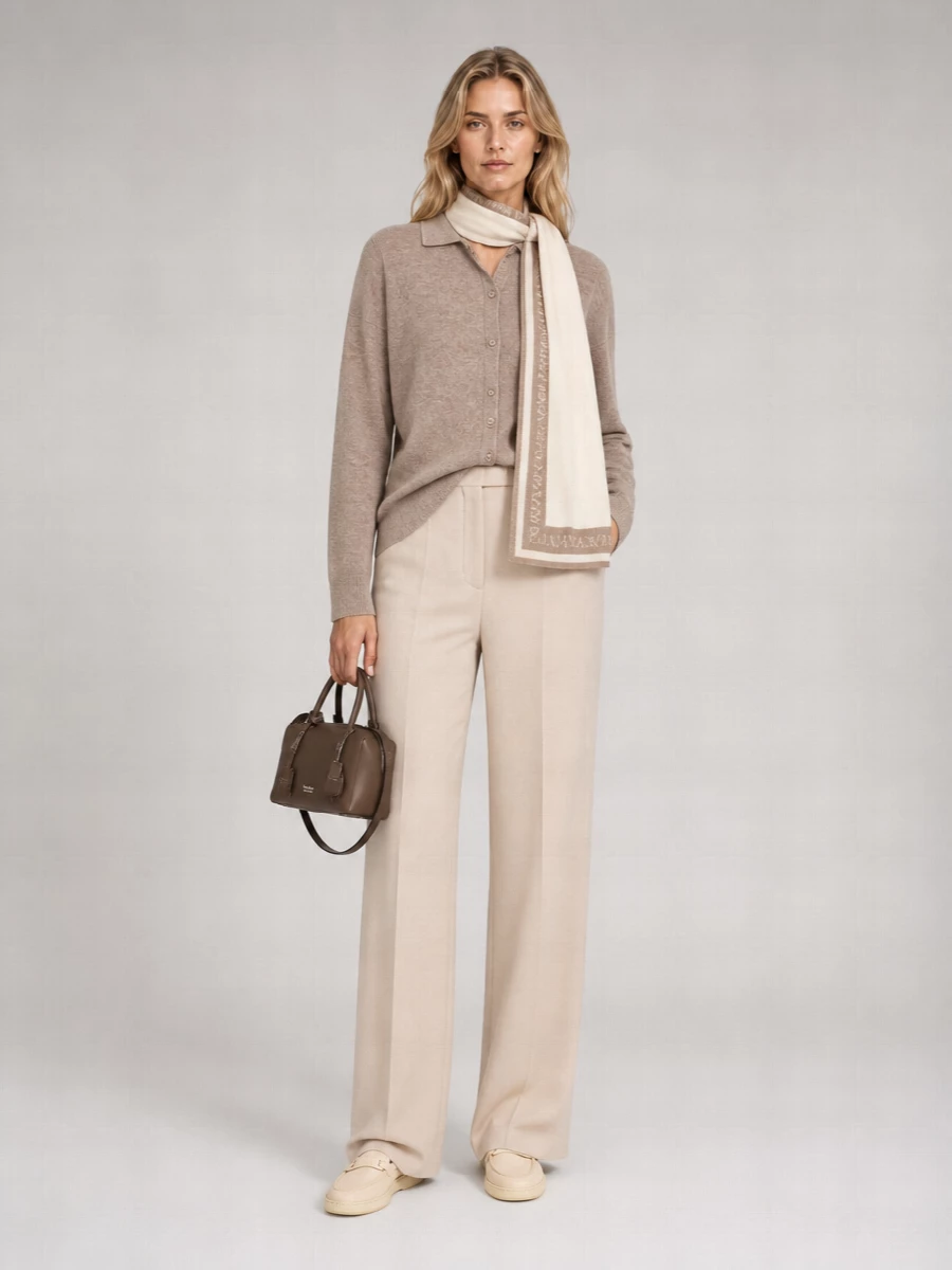 S Max Mara Cashmere Wool Shirt Collar Long Sleeve Cardigan