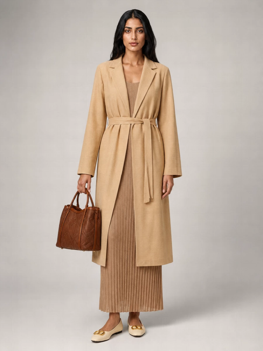 Max Mara Silk Blend Belted Trench Coat