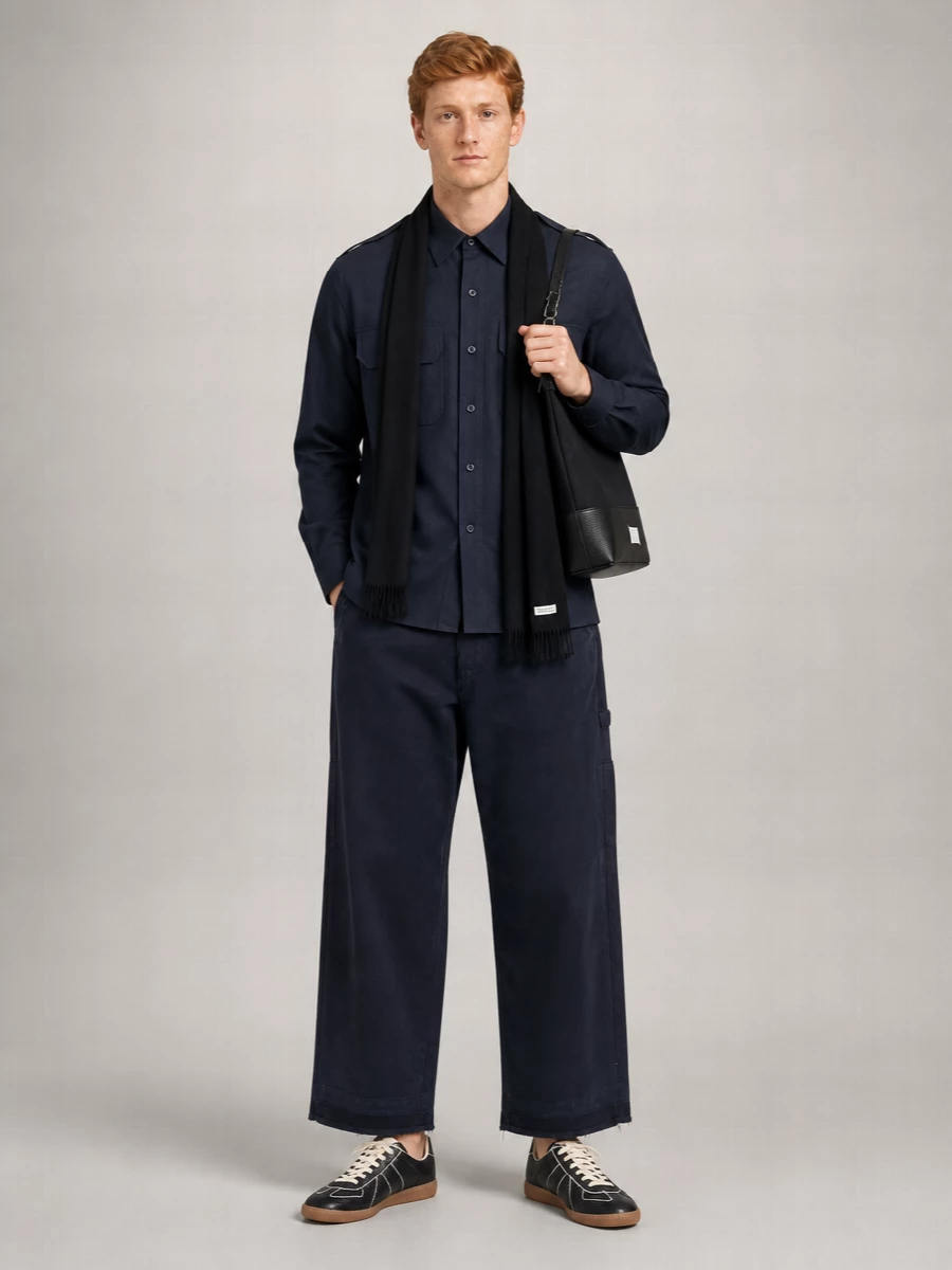 Maison Margiela Cotton Herringbone Straight Leg Jeans