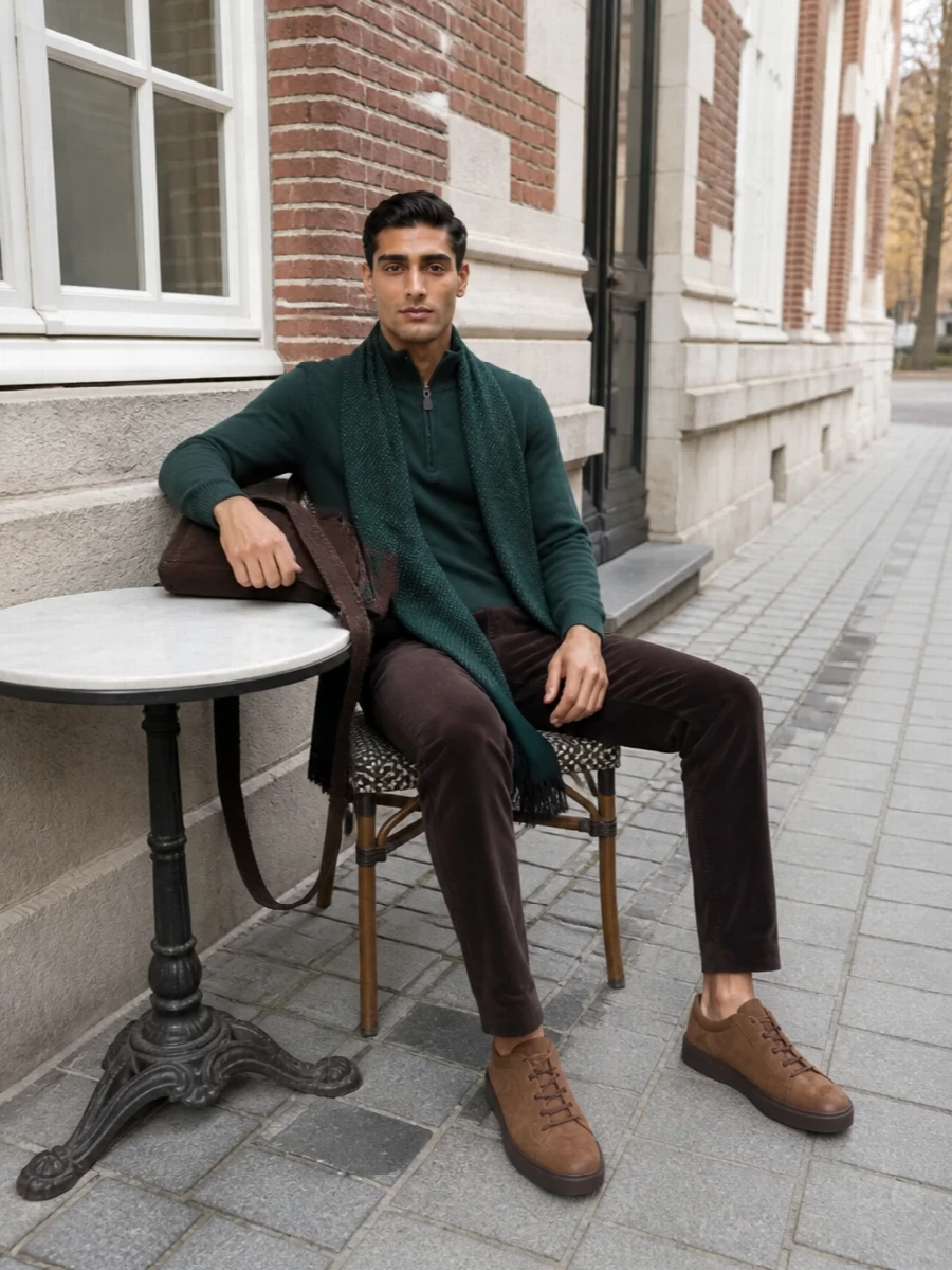 Jacob cohen half zip brown corduroy trousers