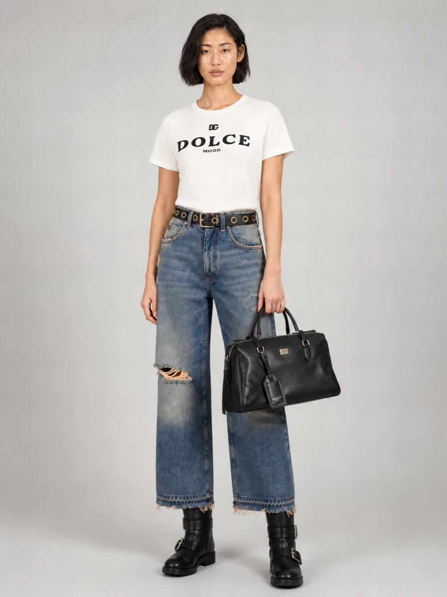 Dolce&Gabbana Leather Eyelet Buckle Belt