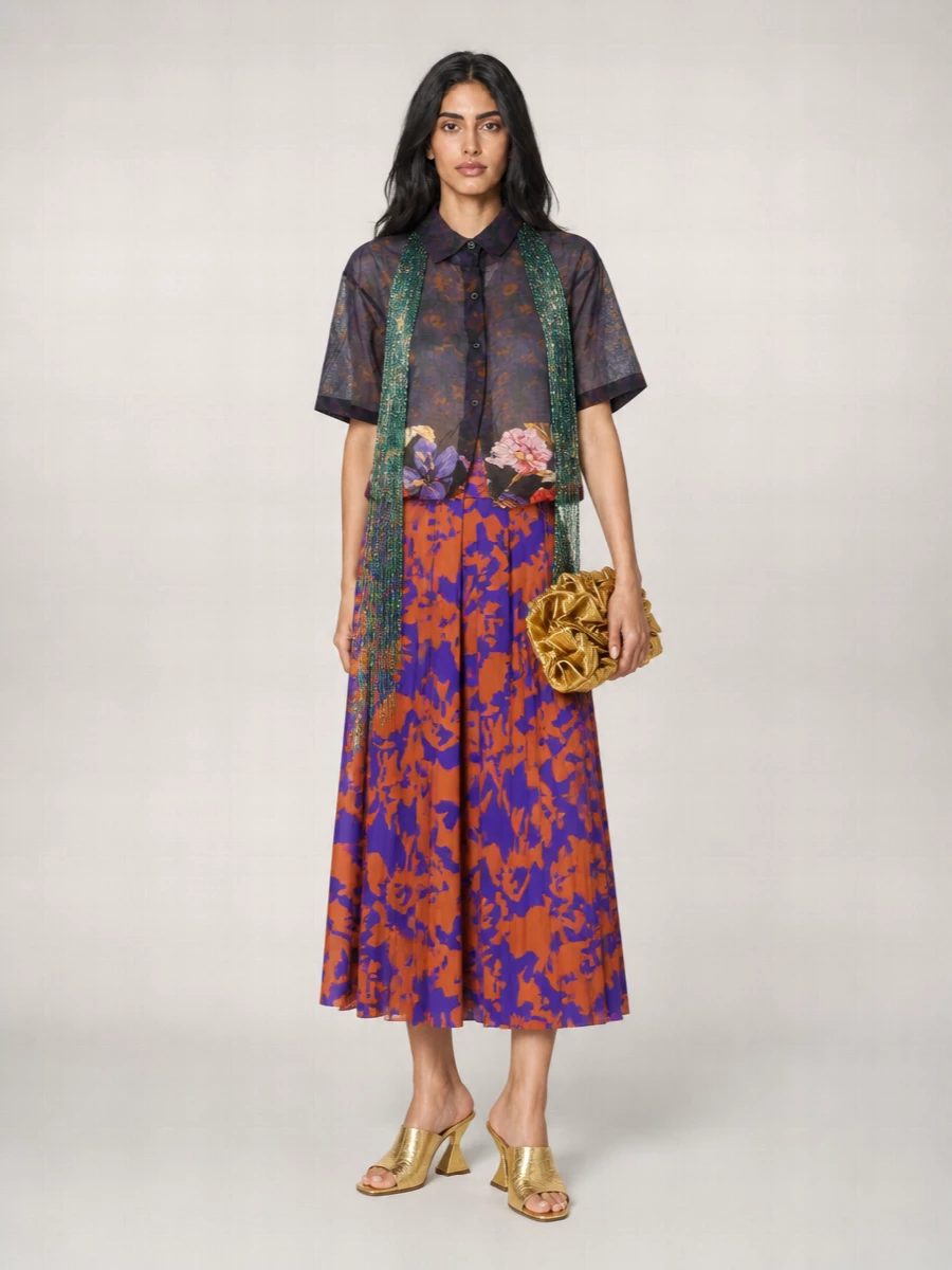 Dries Van Noten Midi Pleated Skirt
