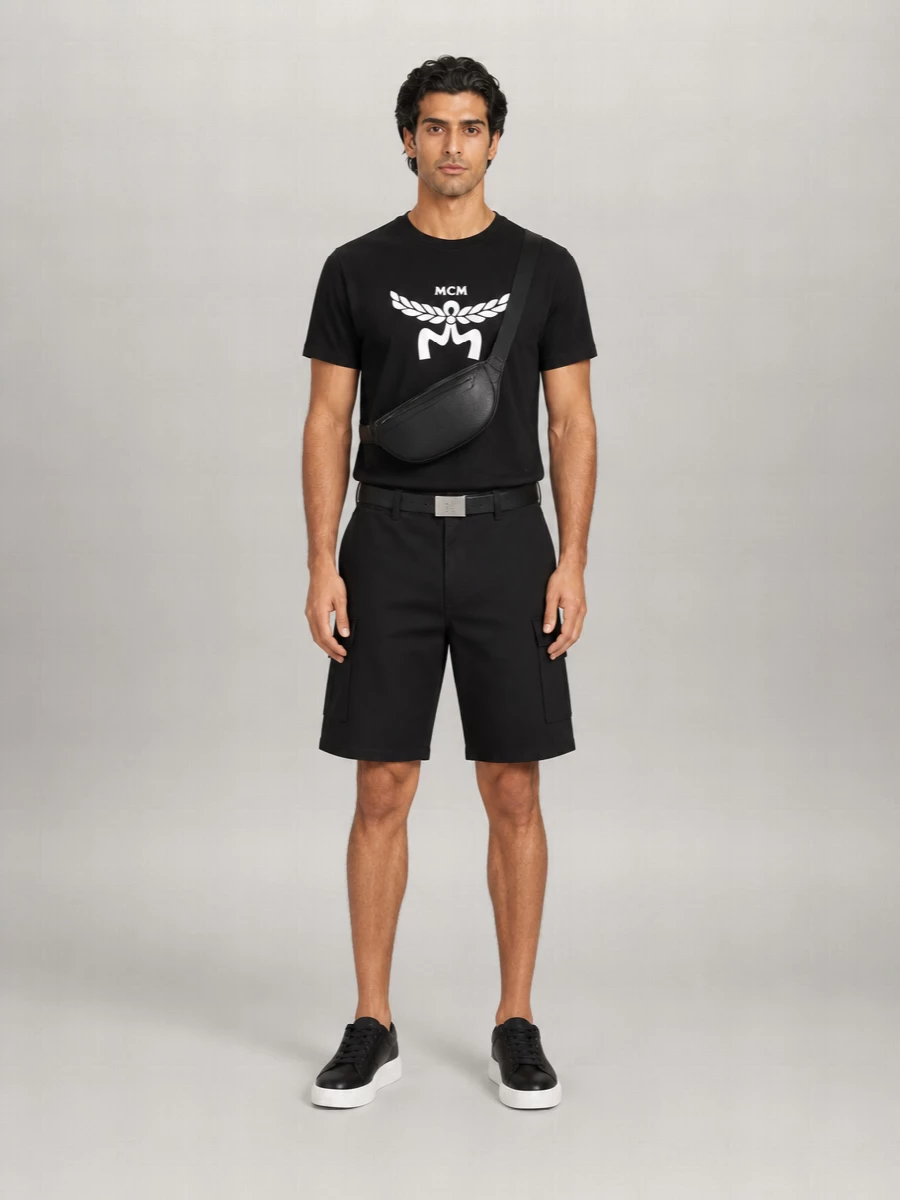 Mcm Cotton Logo Print Crew Neck Short Sleeve T-Shirt