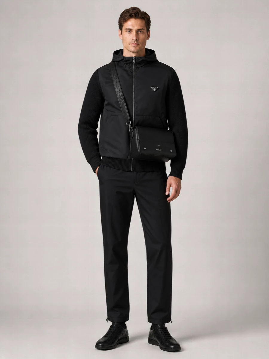 Prada Wool Cashmere Hooded Zip Cardigan