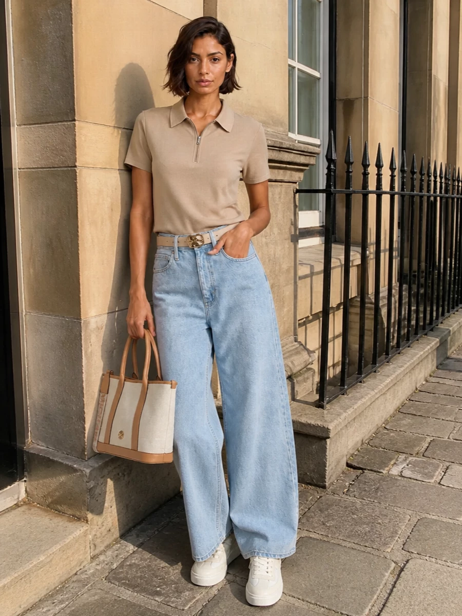 Calvin klein polo wide leg jeans sneakers