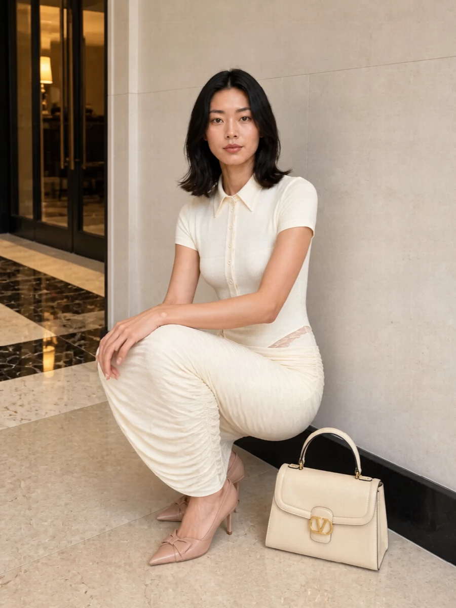 Magda butrym ivory bodysuit ruched midi outfit