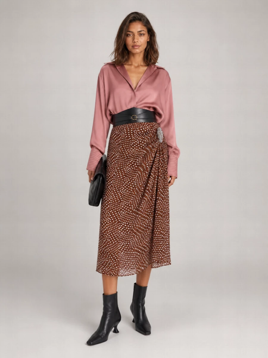 Dries Van Noten Viscose Asymmetric Midi Skirt