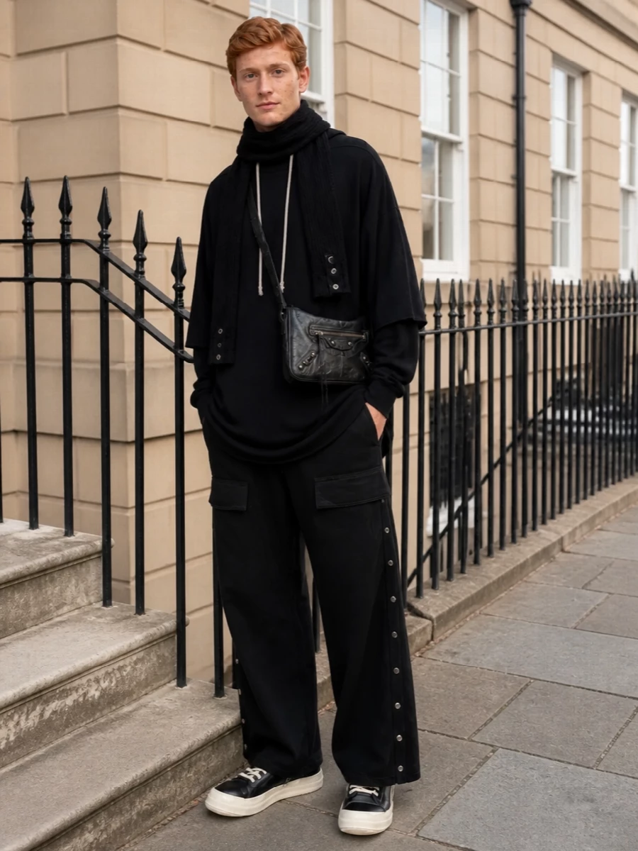 Rick owens drkshdw wide leg pants black hoodie
