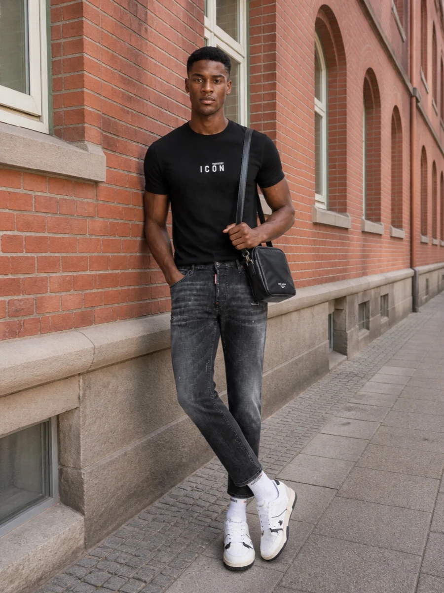 Dsquared2 icon tshirt black jeans sneakers outfit