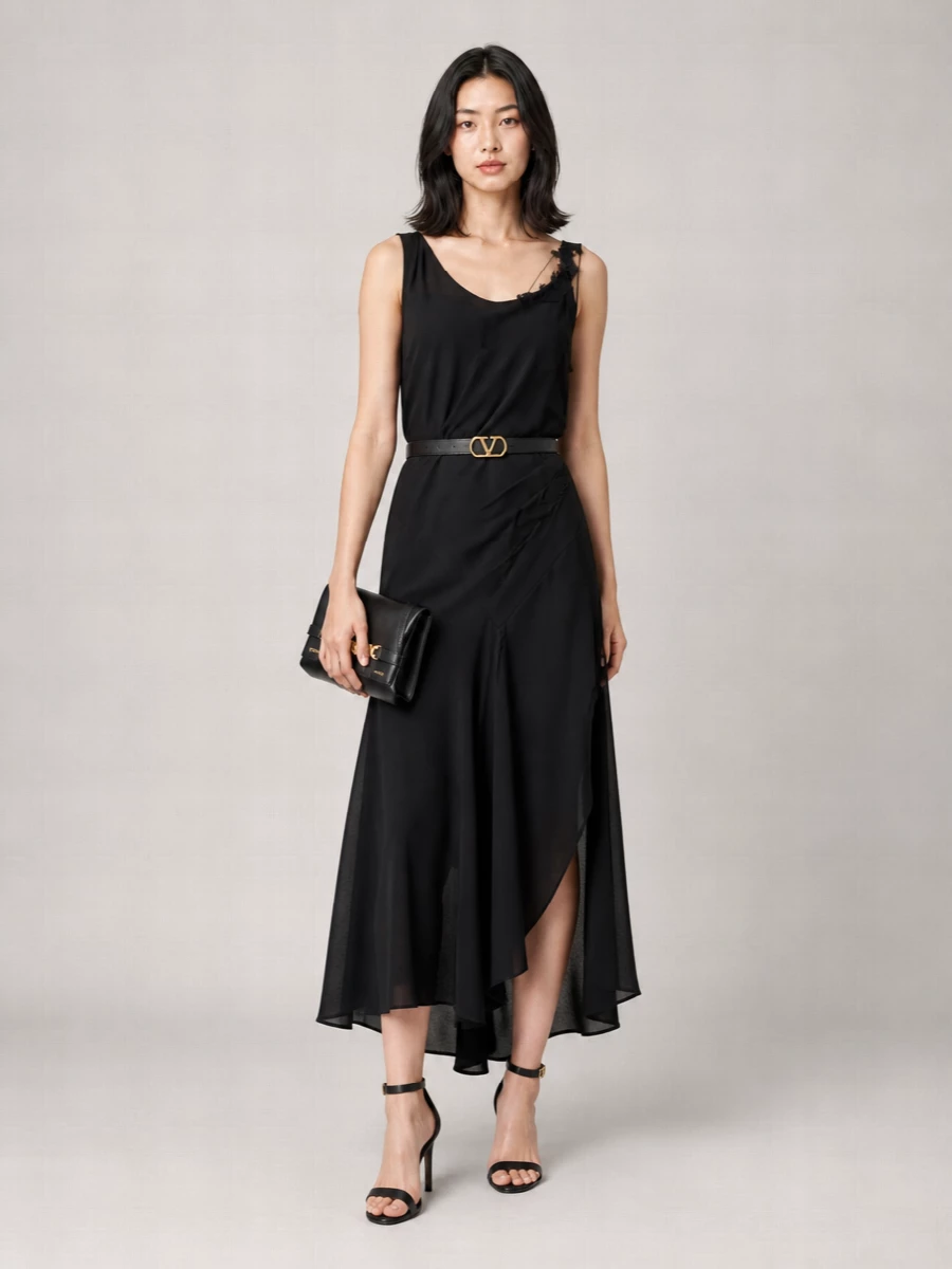 Victoria Beckham Lace Panel Midi Dress