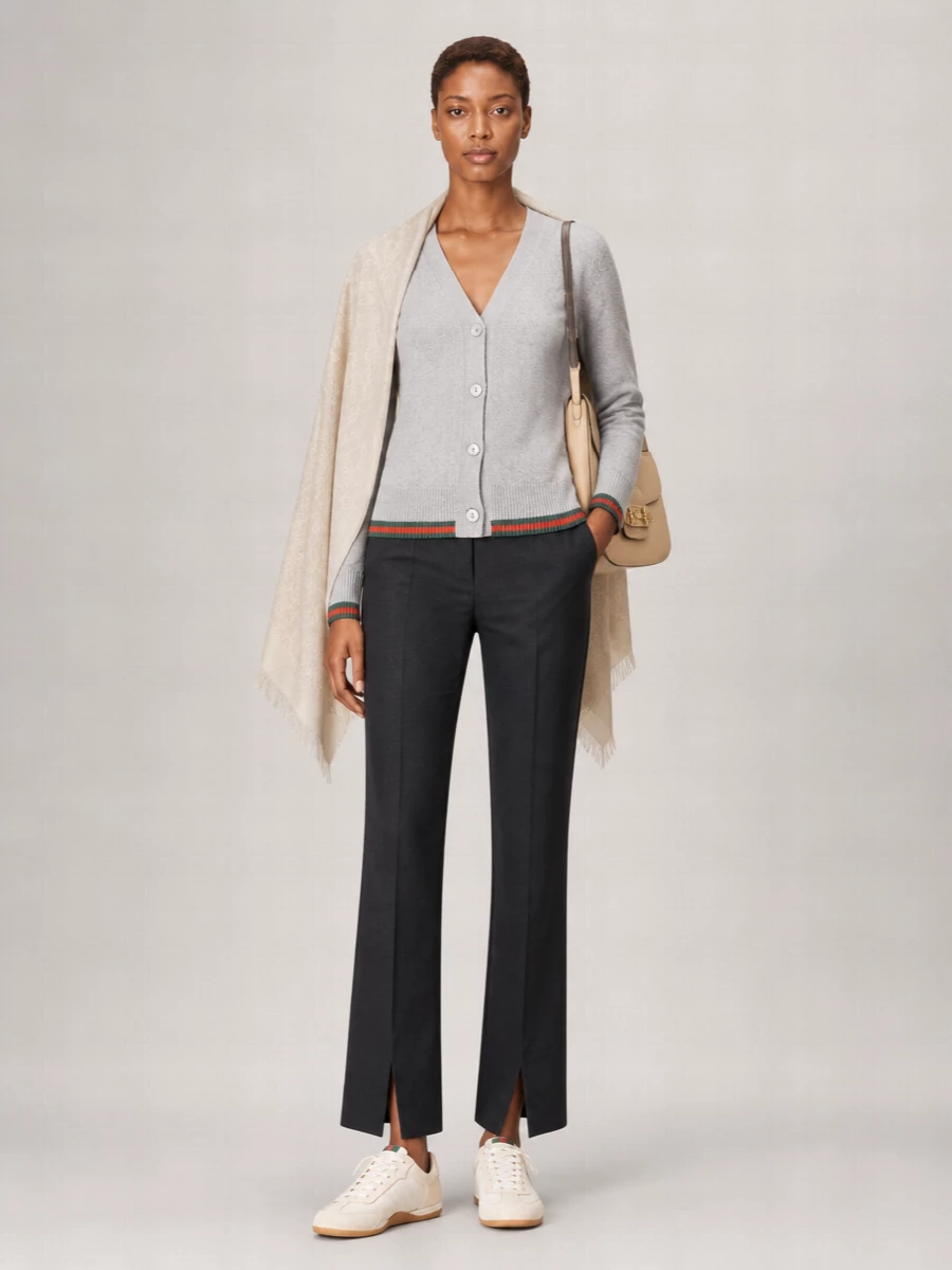 Gucci Cashmere Wool V-Neck Long-Sleeve Cardigan