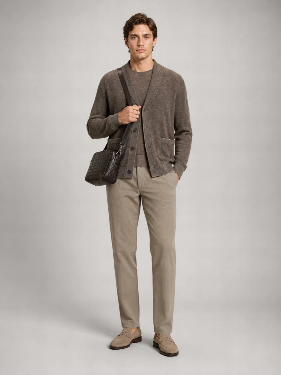 Brioni Cashmere Wool Shawl Neck Ribbed Cardigan