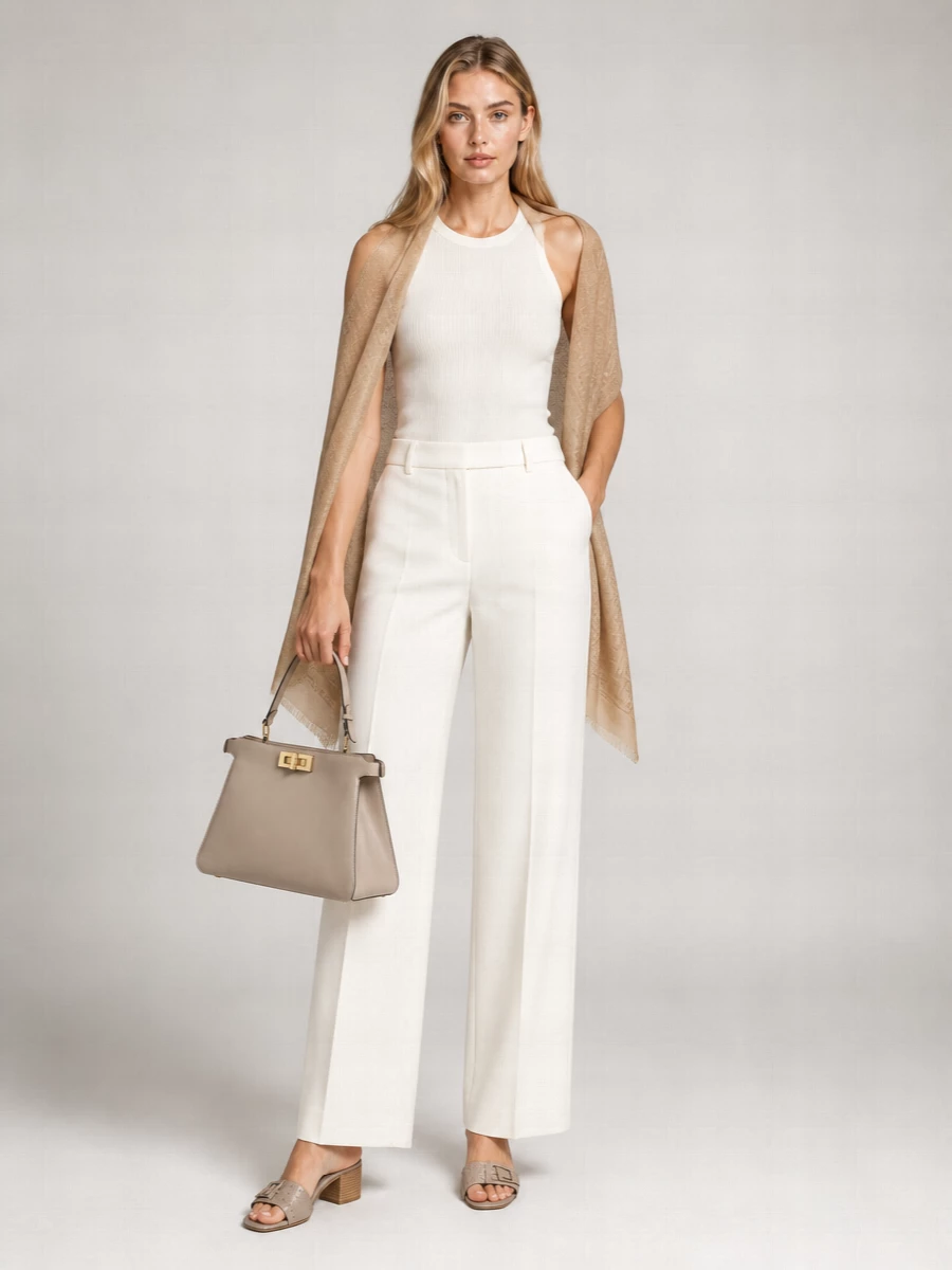 Fendi Silk Blend Sleeveless Logo-Embellished Tank Top