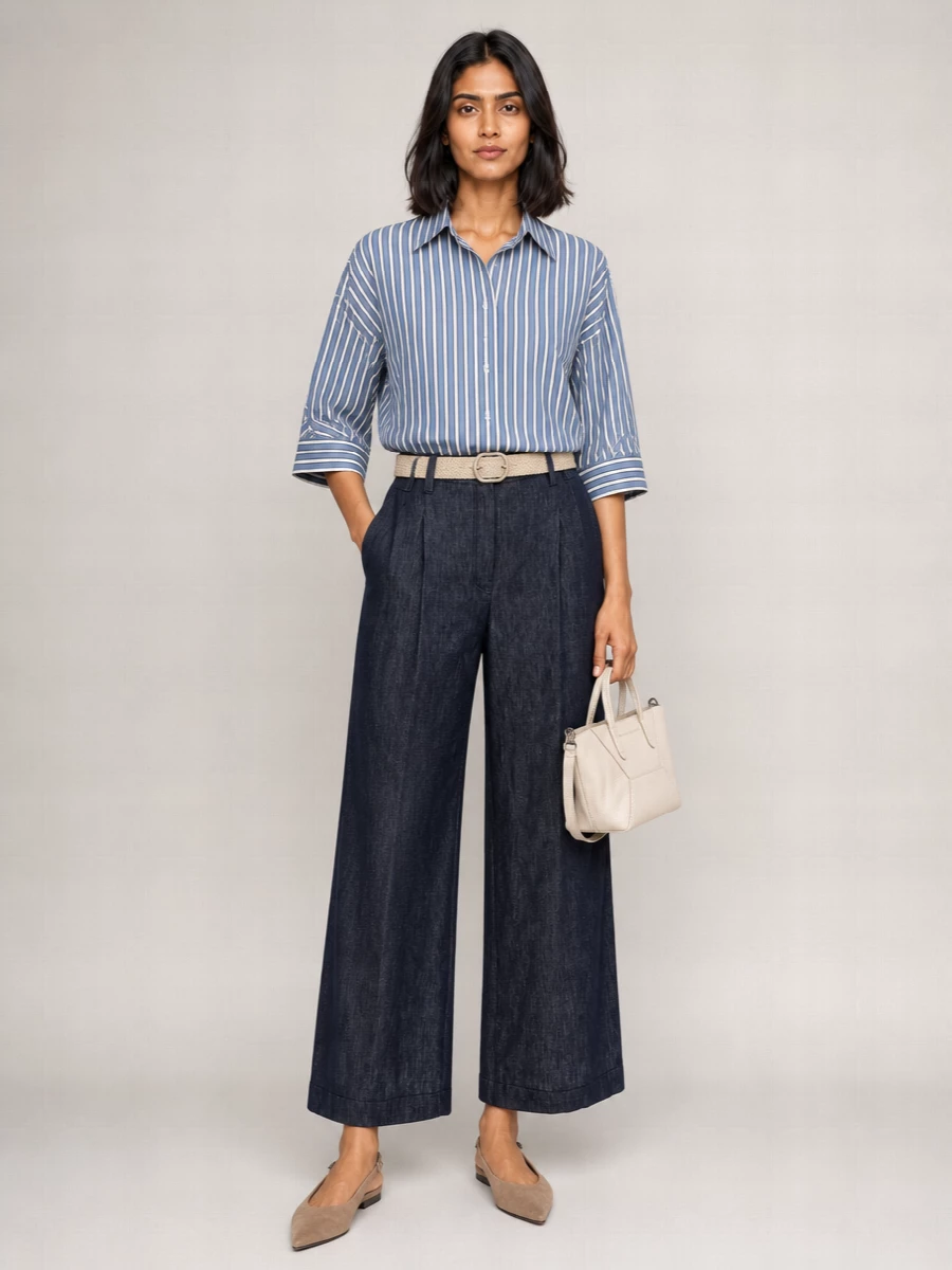 Brunello Cucinelli Wide Leg Denim Trousers