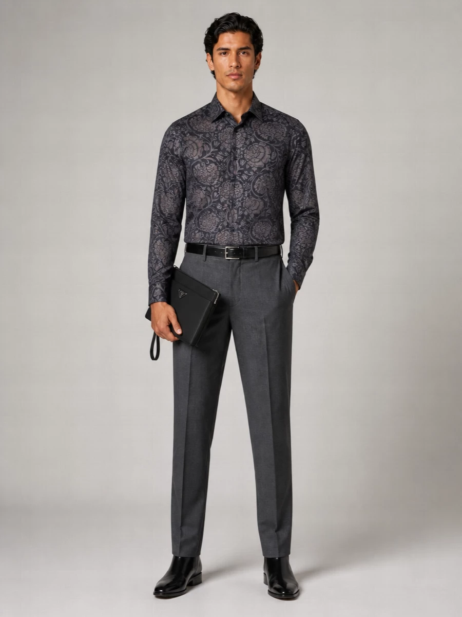 Uma Wang Floral Print Long Sleeve Shirt